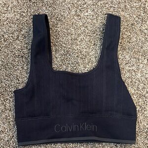 Calvin Klein Black Ribbed Scoop-Neck Sports Bralette